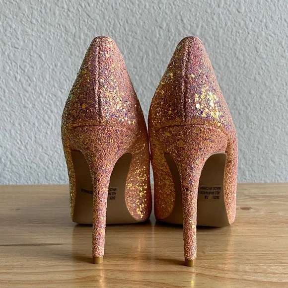 Qupid Womens Pink Glitter Heels - Picture 5 of 13
